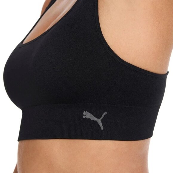 NEW Puma Black Gray Women's L 2 Pack Seamless Square Neck Sports Bra - Picture 5 of 9